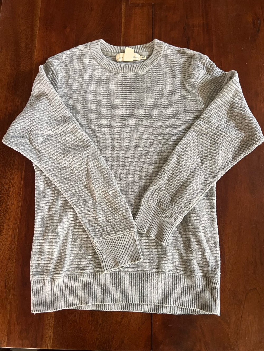 Men's H&M Light Gray Crewneck Knit Sweater | M | 100% Cotton